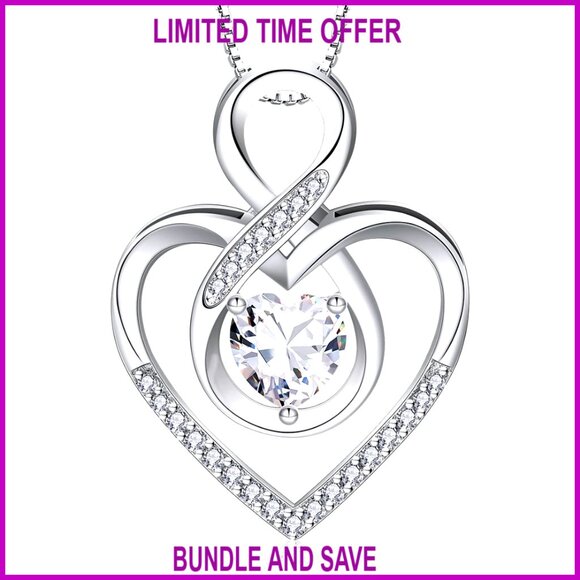 Sterling Silver Infinity Heart Necklace with CZ 17.7